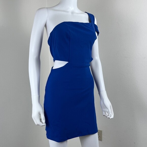 Lulus Women Size L Rearview Mirror Blue One Shoulder Bodycon Mini NEW Dress - Picture 9 of 12